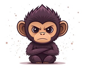 Angry Baby Chimpanzee Cartoon Illustration