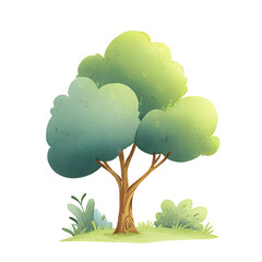 Soft watercolor tree in gentle pastel tones with delicate branches and leaves. Perfect for nursery decor, children’s books, nature themes, or peaceful forest and garden illustrations
