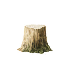 Delicate watercolor tree stump in soft pastel tones with natural textures. Perfect for nursery decor, children’s books, forest scenes, or whimsical woodland and nature illustrations