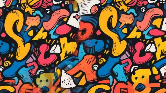 Vibrant Graffiti Art Animation: Dynamic Abstract Background with Bold Colors and Shapes