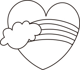 Rainbow and Cloud Heart Doodle

