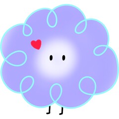 Set of cute cloud emoji characters in pastel purple-blue with various emotions. Perfect for chat stickers, social media, app icons, and kawaii-style illustrations.
