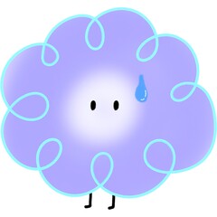 Set of cute cloud emoji characters in pastel purple-blue with various emotions. Perfect for chat stickers, social media, app icons, and kawaii-style illustrations.
