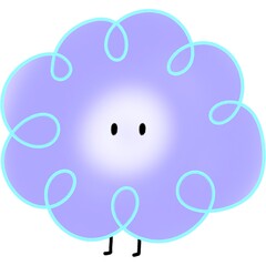 Set of cute cloud emoji characters in pastel purple-blue with various emotions. Perfect for chat stickers, social media, app icons, and kawaii-style illustrations.