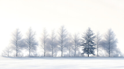 Winter serenity frosty trees in a snowy landscape minimalist nature scene calm environment
