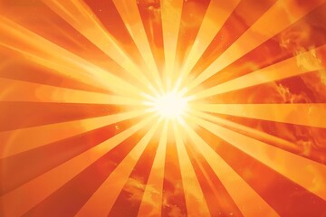 Obraz premium Radiant Sunburst: Luminous Orange Rays Against Bright Skies Capturing Intense Vibrant Energy