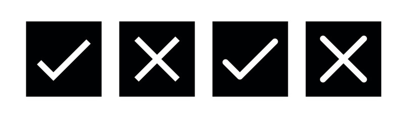 Tick and Cross checkmark vector icons in line style design for website design, app, UI, isolated on white background. Editable stroke, Correct and wrong icon set . Tick and cross icon