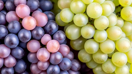 Fresh Grapes Variety Displayed in Colorful Close-Up View