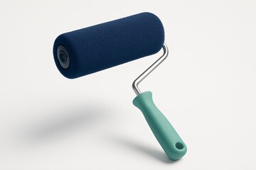 Using Blue Paint Roller for DIY Wall Painting or Home Improvement