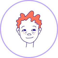 Hand drawn doodle face. Simple boy avatar portrait for social media, apps, icons, website