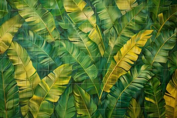Lush Green Tropical Leaves Background for Nature-Themed Designs