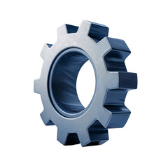 3D-rendered weathered gear with realistic imperfections and subtle lighting, isolated industrial machine element on white PNG