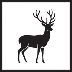 Fototapeta premium Mountain Deer Silhouette Clipart – Rustic Wildlife Vector ArtMajestic Deer Silhouette – Mountain and Forest Scene DesignWild Mountain Deer SVG Bundle – Cricut Cut Files for OutdoorsDeer with Ant