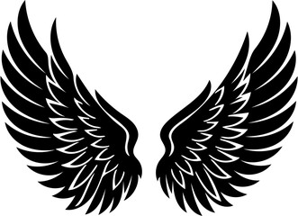silhouette vector illustration of wings, isolated on white