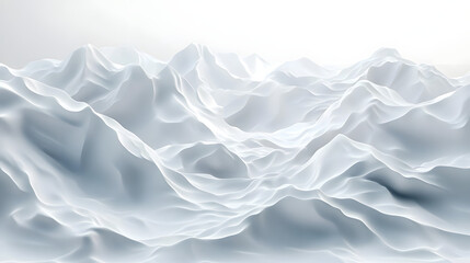 Obraz premium Tranquil aerial view of serene mountain landscape on pure white background - minimalist digital art