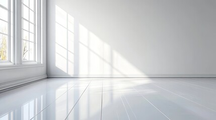Fototapeta premium Bright inviting interior space modern room design pure white background calm environment minimalist view
