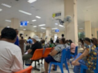 Many patients come to see the doctor and wait for the hospital service .. lens blurred