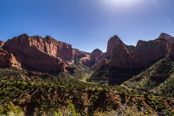 Scenic views from the Kolab Canyon area of Zion National Park in Utah