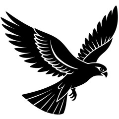 Falcon in mid flight silhouette vector illustration 
