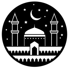 Kaaba in makkah minimal  silhouette vector illustration 