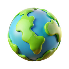 3d render of a glossy teal and green planet isolated on transparent background
