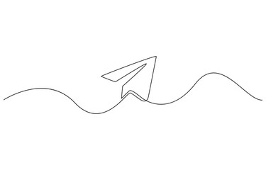 Obraz premium Paper Plane Icon continuous line drawing