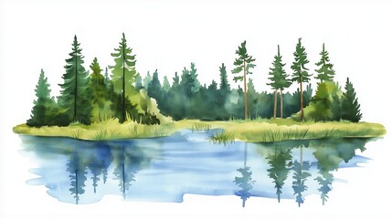 Lahemaa National Park. Lahemaa National Park hand drawn watercolor illustration