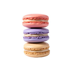 Delicate macarons stacked in pastel colors, representing sweet desserts with French elegance. Perfect for confectionery and bakery themes.