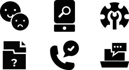 Modern  Rounded Filled Customer Service Icon Set