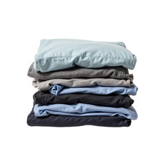 Neat stack of folded clothes ready for storage or organization, clean and minimalist presentation isolated on a transparent background..