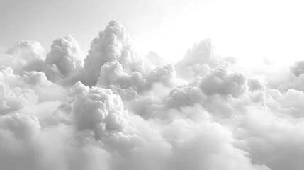 Vast white clouds floating over a pure white background tranquil nature scene minimalist aesthetic