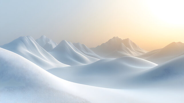 Tranquil snow-covered mountain range a serene winter wonder in wide-angle view - Powered by Adobe