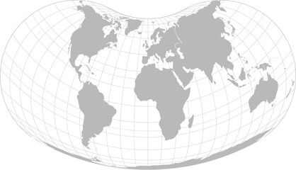 World vector map with continent boundaries and graticules (Africa and Europe centered view, Hill projection, PPT-compatible & fully editable)