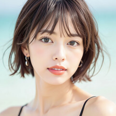 美しい美肌の女性　AI生成画像 