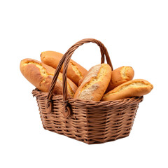 Delicious boules of bread in a wicker basket, perfect for a rustic display..