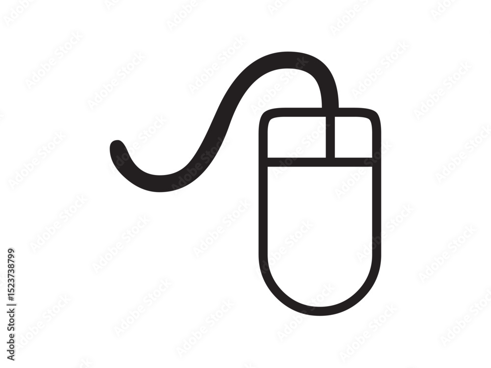 Poster vector isolated computer mouse colorless black and white outline silhouette shadow shape stencil sol