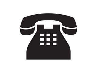 Vector isolated retro vintage home phone with handset with buttons simple symbol colorless black and white outline silhouette shadow shape stencil solid black