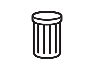 Vector isolated trash can, garbage can, rubbish bin, trash bin,  simple symbol colorless black and white outline silhouette shadow shape stencil solid black