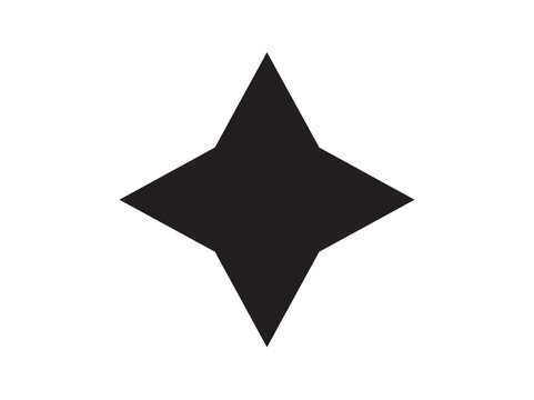 Vector isolated four point star decorative text mark symbol infographics colorless black and white outline silhouette shadow shape stencil solid black