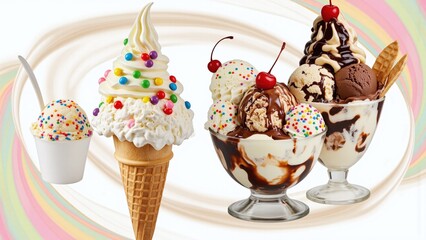 Delicious ice cream treats served in a colorful dessert display at a summer event