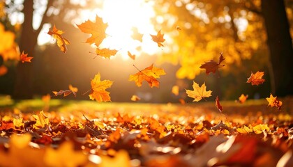 Autumn leaves falling