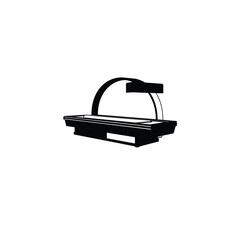 Flat silhouette of an ophthalmic OCT scanner with a curved top on white background