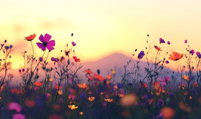 Obraz premium Image of Nordic wild plants illuminated by warm golden light at close range