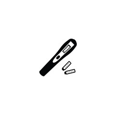Flat silhouette of an ovulation predictor kit with small strips on white background