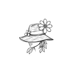 hat and flower logo