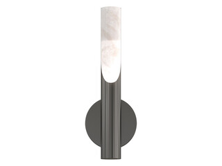 Siena Alabaster Sconce , blackened brass with alabaster , Elegant Lighting Fixture Against white bachground .