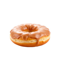 Delicious glazed donut with caramel topping, perfect for breakfast or snack. Perfect for bakery and food collection. png.