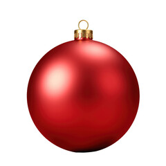 Vibrant red christmas ornament with shiny finish and golden cap, festive holiday decoration, isolated png format.
