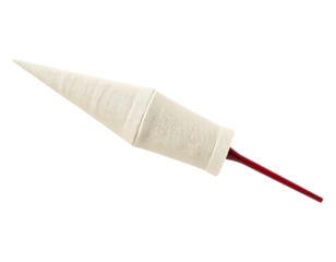 A pointed bullet with a red stem.