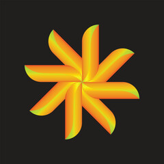 'Abstract Orange Yellow Radial Star Flower Design'